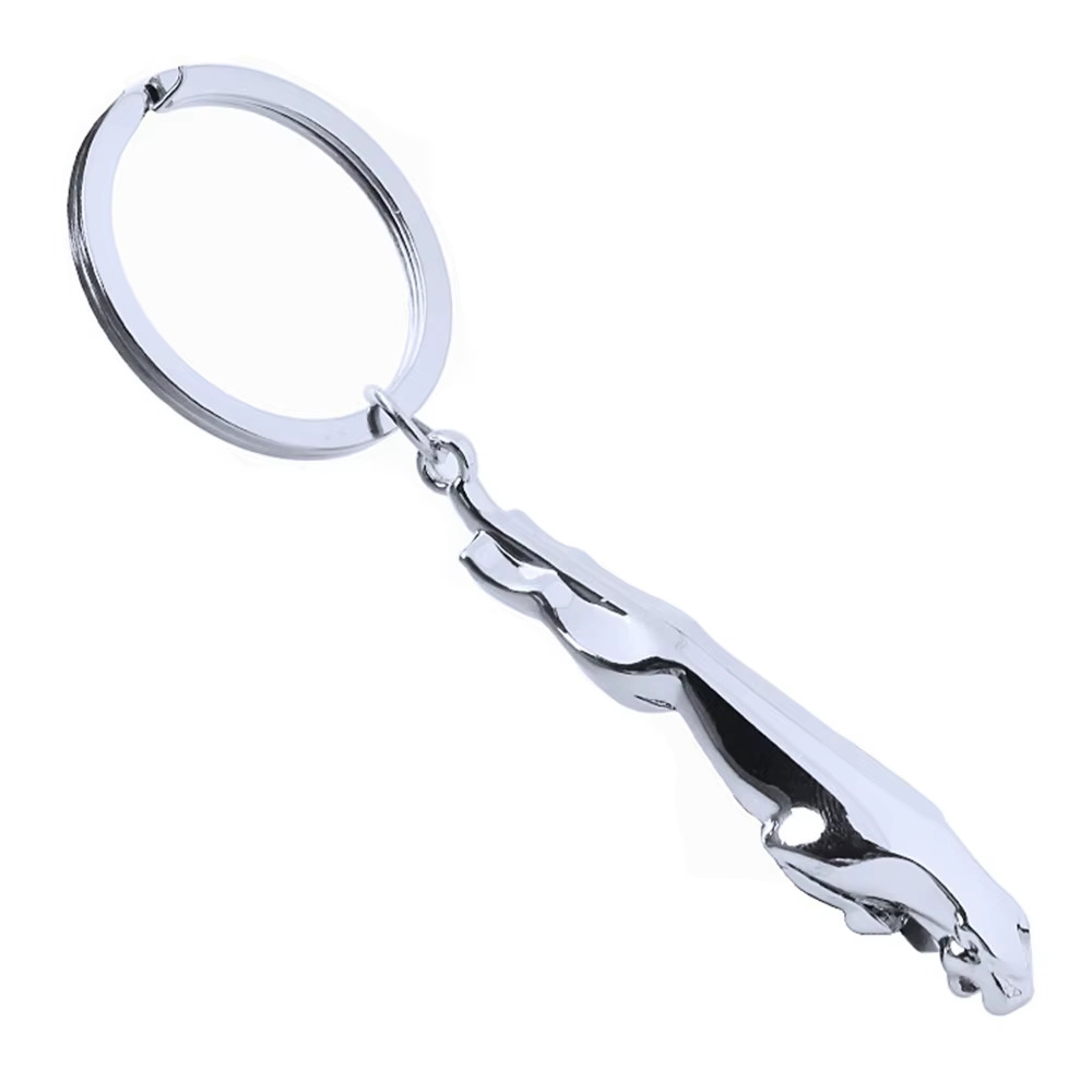 Porte-clés classique en acier inoxydable, couleur argent, Jaguar, pour voiture, sac fin, deux Types,