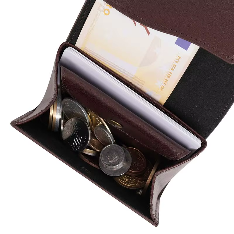 Petit portefeuille Portable pour hommes en cuir de Grain fin, Mini portefeuille Vintage en cuir véri