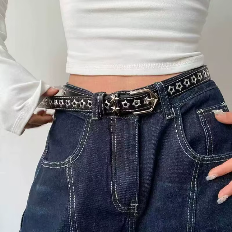 Ceinture Y2K pour femme, motif étoile ajourée, style rétro, pour look 'hot girl' avec jean, polyvale