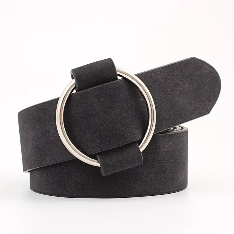 Ceinture tendance en simili cuir pour femmes, Design à boucle ronde, Simple et polyvalente, décorati
