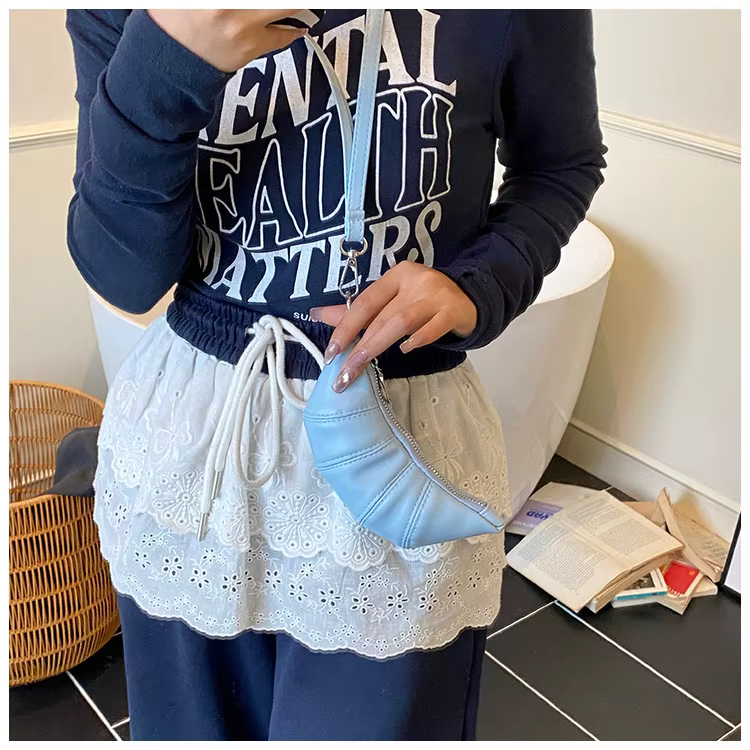 Porte-monnaie, forme de petit sac, col licou, mini design concave, sensation bandoulière, écouteurs 