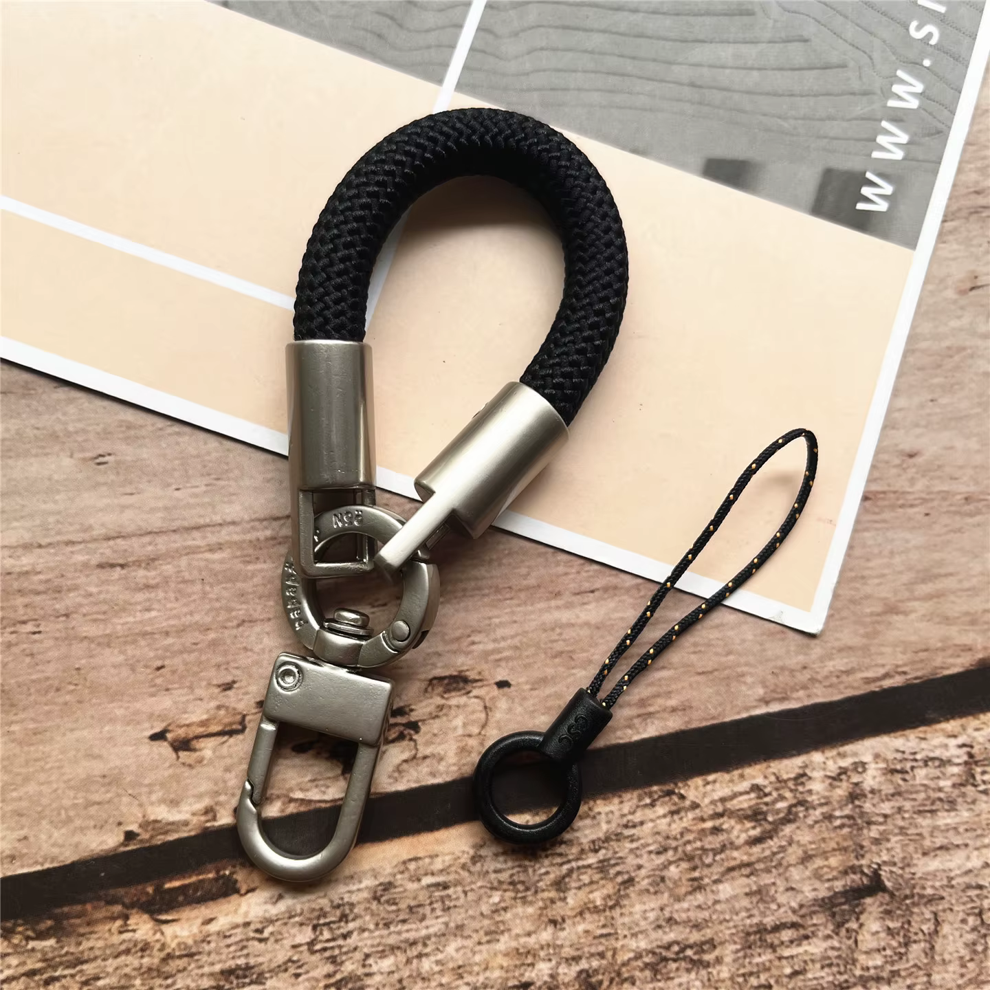 Porte-clés lanière en métal lourd, pendentif pour chaîne Mobile, lanière courte, accessoire cellulai