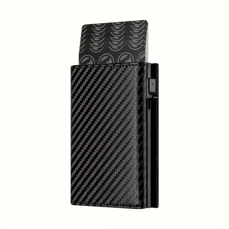 Portefeuille pour hommes avec fermeture éclair, porte-monnaie automatique Pop-up en métal, porte-car