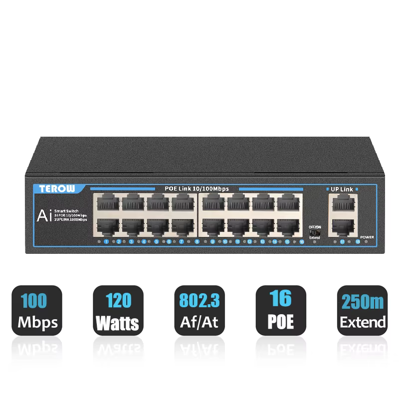 Commutateur POE à 16 Ports, commutateur Ethernet 100Mbps, commutateur réseau POE, Hub RJ45, IEEE802.