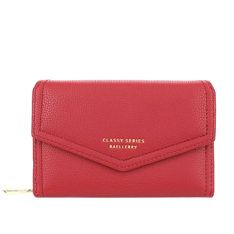 Baellerry-Portefeuille en cuir pour femme, porte-cartes, porte-monnaie, noir, vert, moyen, mode, qua