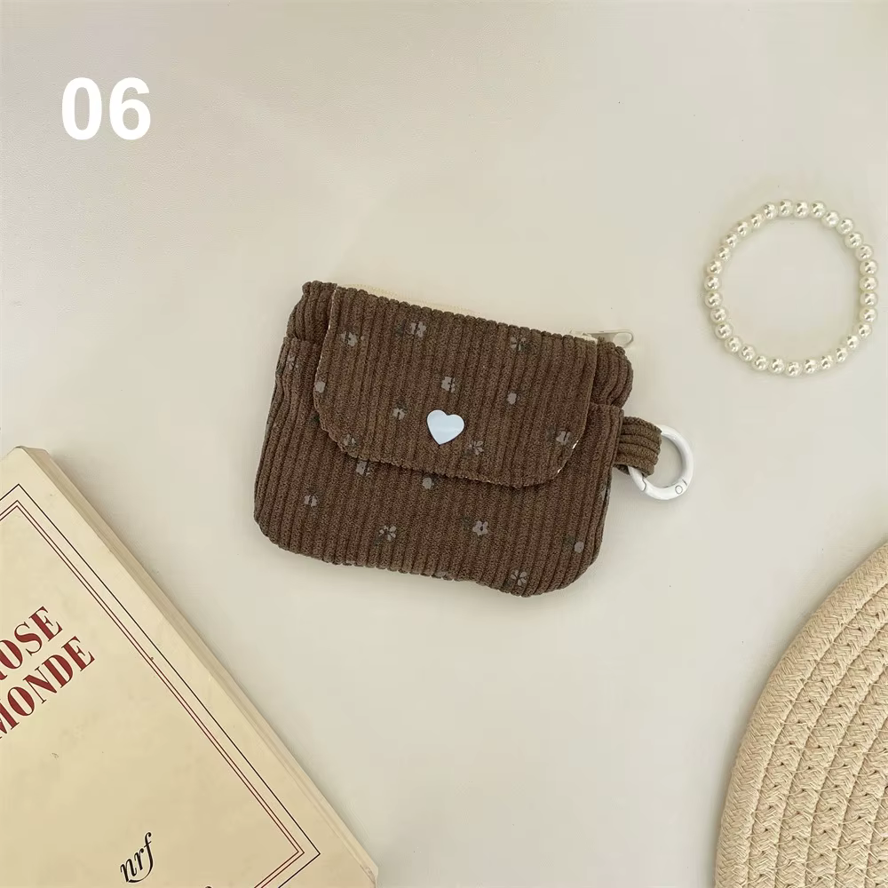 Porte-monnaie en velours côtelé, portefeuille pour femme, porte-cartes à fermeture éclair, pochette 