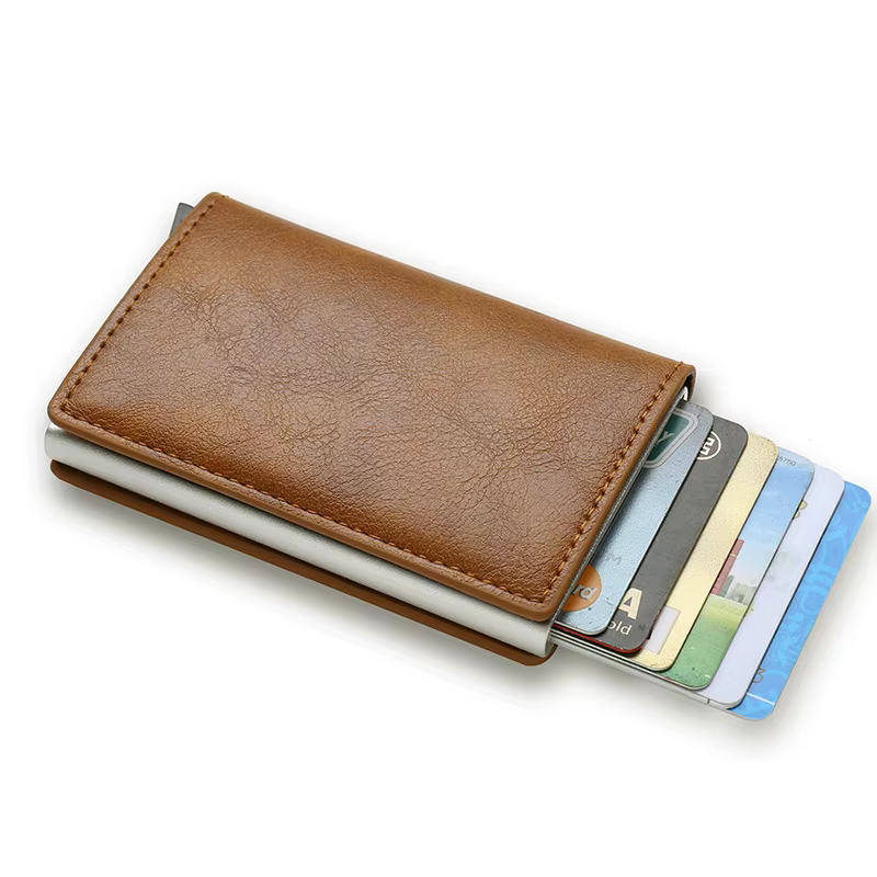 Rfid aluminium hommes portefeuille porte-cartes sac à main en Fiber de carbone hommes d'affaires min