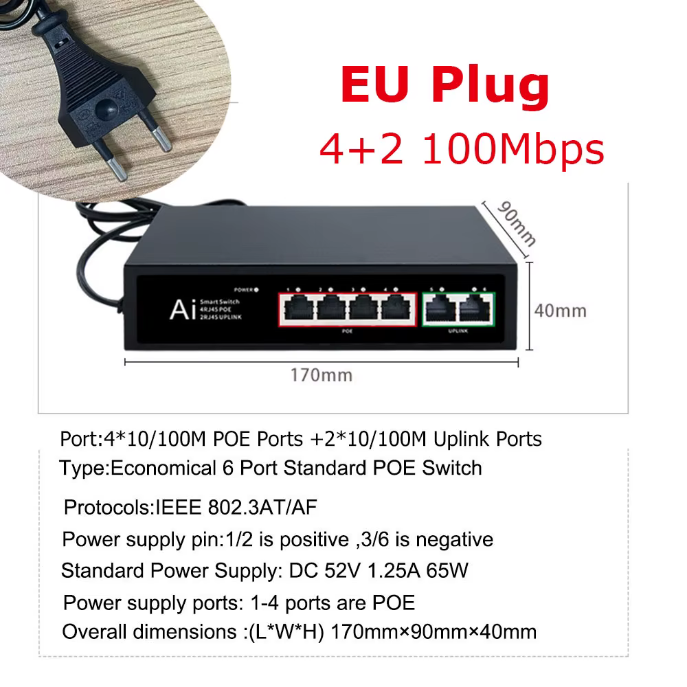 Ienron-Commutateur Ethernet POE, 6/10 Ports, 100Mbps, Stérilisation POE, Commutateur réseau 3PG/at, 