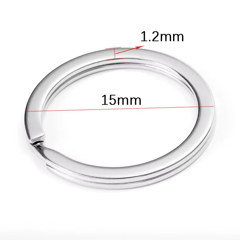 20 pièces/lot Anneaux porte-clés en métal ronds et plats de 15-40 mm pour la fabrication de bijoux, 