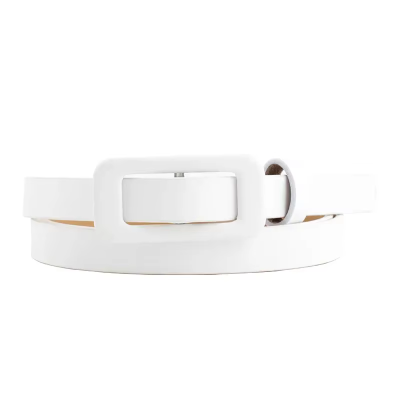 Ceinture fine et fine en cuir Pu pour femmes, nouvelle boucle carrée sans trous, noir/blanc/rouge/ro