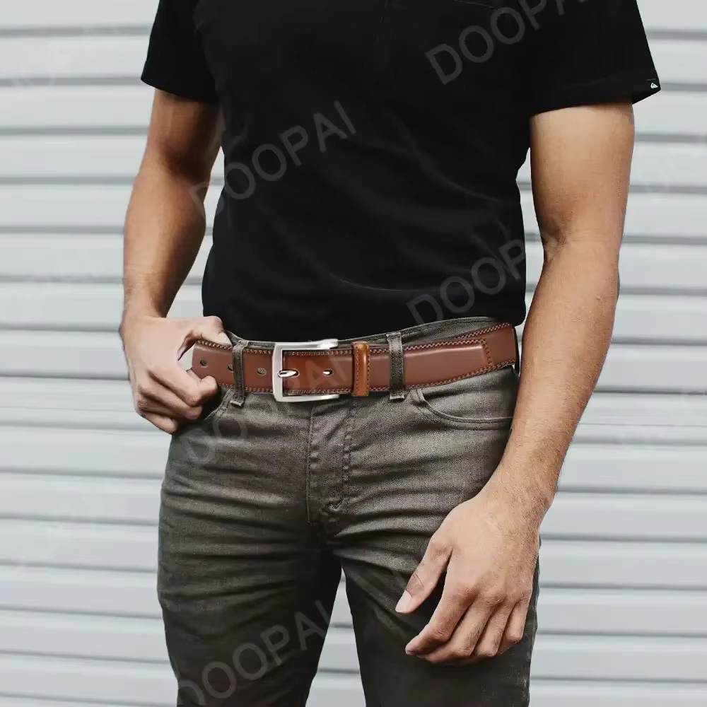 Ceintures en cuir véritable pour hommes, de haute qualité, LONG, grande boucle ardillon, boucle auto