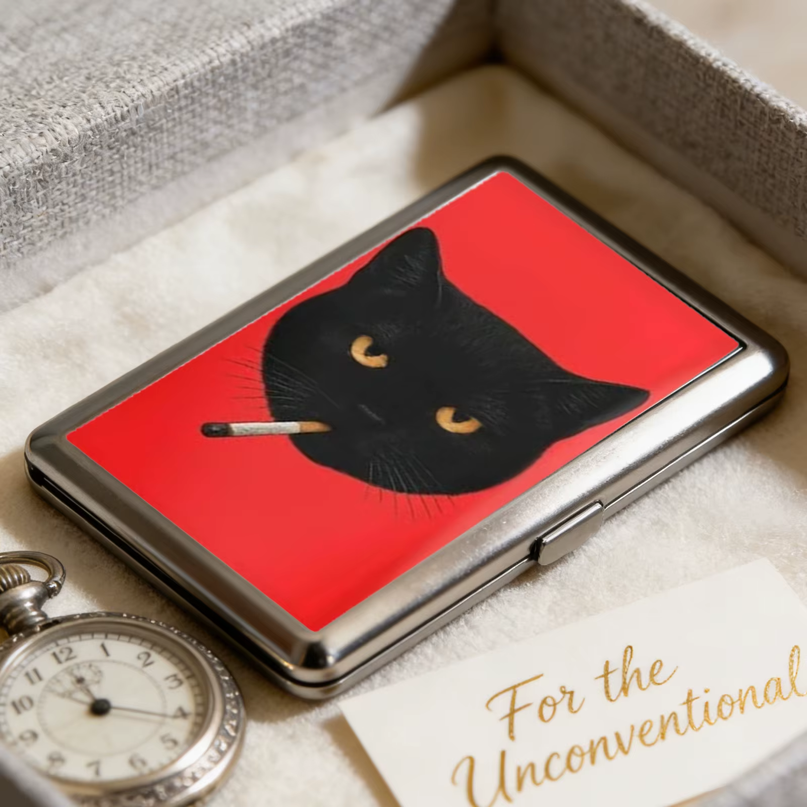 Porte-cartes multifonctionnel avec illustration Art Déco à clipser facilement, étui à cigarettes en 