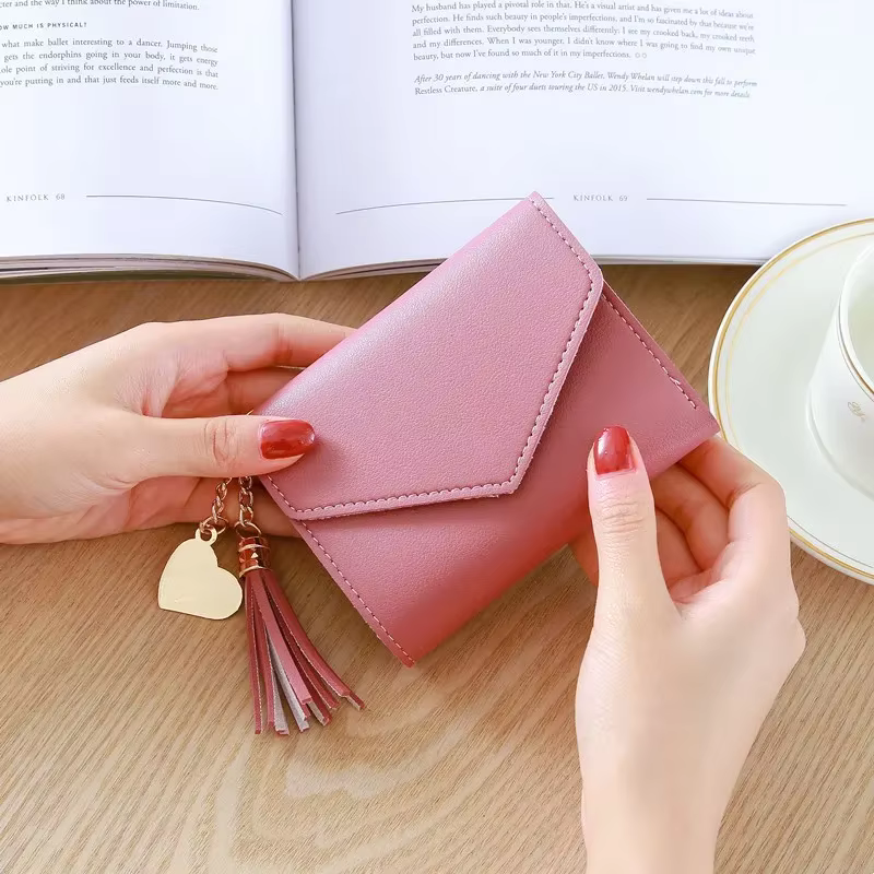 Mode court femmes portefeuilles en cuir PU femmes luxe glands portefeuille moraillon petit portefeui