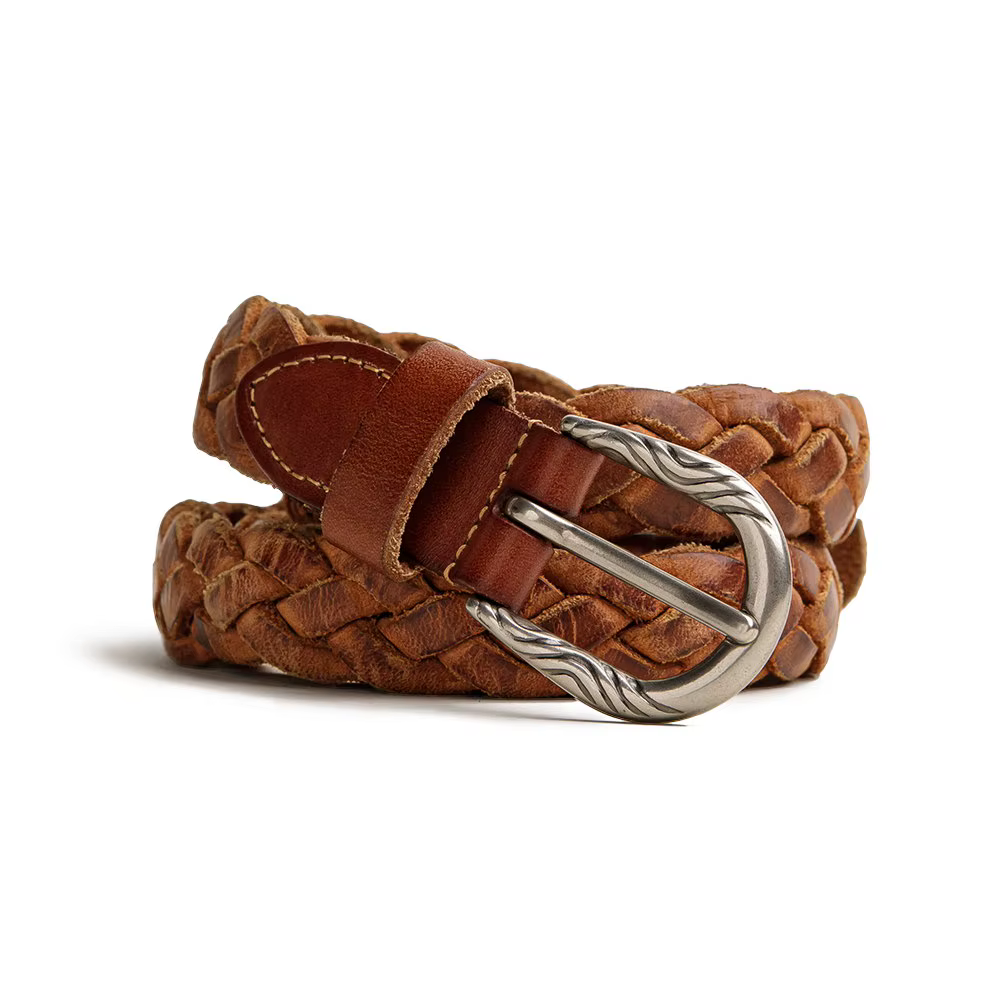 Maden-Ceinture Tressée Vintage en Cuir de Vache pour Femme, Accessoire Simple, Environnement avec 3 