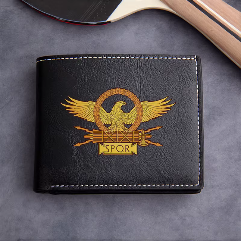 Portefeuille en cuir PU SPOR Eagle Emblem pour homme, léger, durable, style professionnel, design co