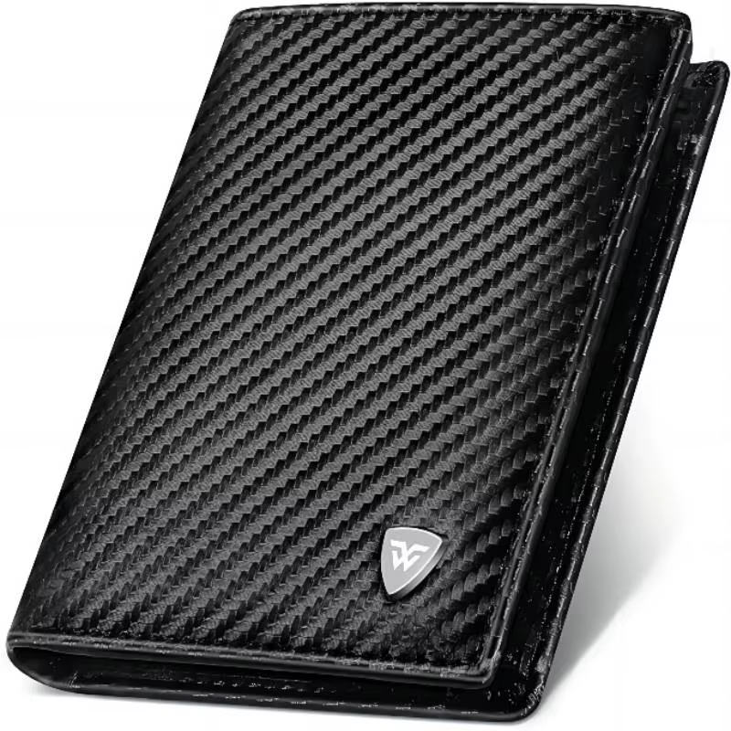 Portefeuille classique pour hommes, porte-cartes en fibre de carbone noir, sac de compartiment à fen