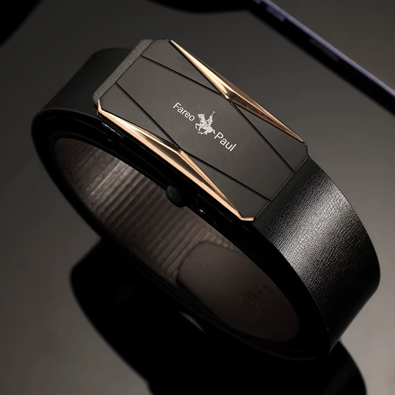 Ceinture en cuir de haute qualité pour hommes à la mode avec boucle automatique, adaptée aux messieu