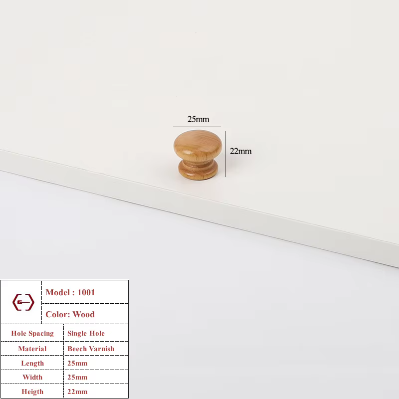 Poignée de porte d'armoire minimaliste en bois de noyer bouton d'armoire de cuisine rond à trou uniq