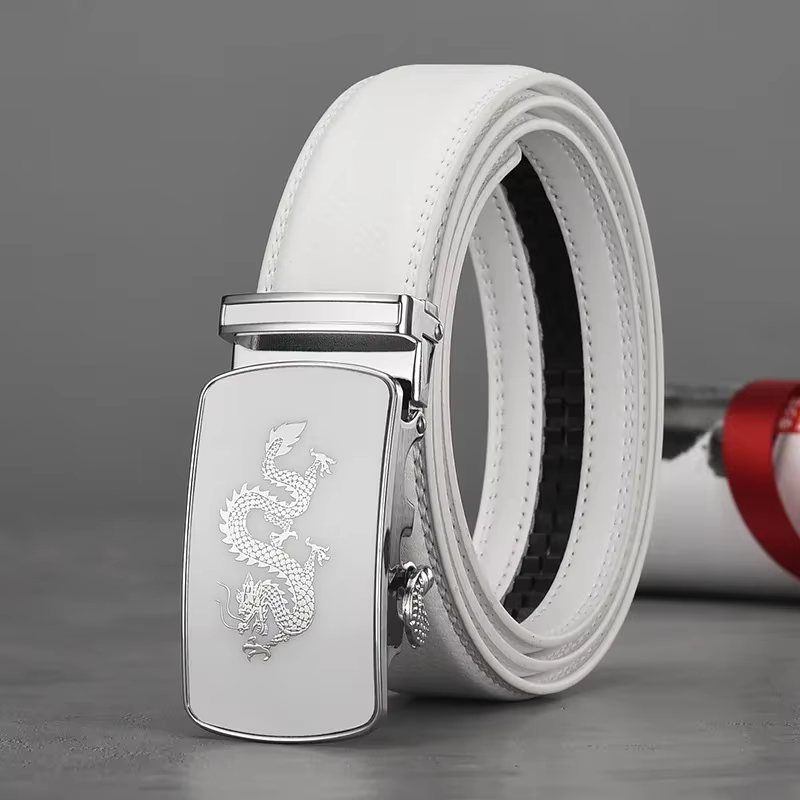 Ceinture en cuir de vachette automatique pour homme, ceinture double face, cuir véritable, chic, déc