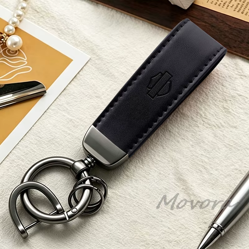 Nouveau porte-clés de voiture en cuir Sude, porte-clés avec cordon, cadeau pour Harley Davidson 86-9