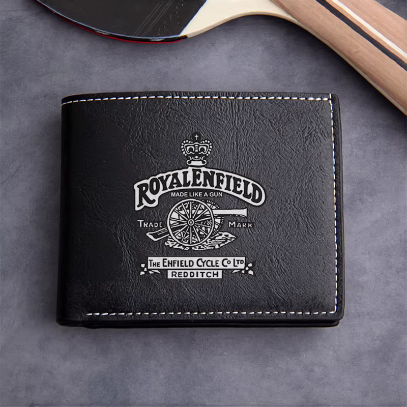 Portefeuille en cuir ROYAL ENFIELD, matériau PU, léger, design durable pour hommes, style classique 