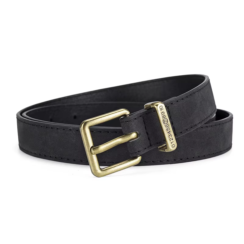 Ceinture large en cuir pour femme, sangle carrée en métal, noir et marron, haute qualité, environnem