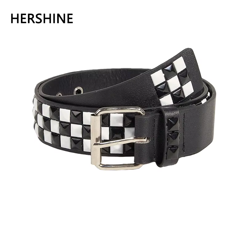 HERSHINE 1 pièce élégante ceinture en cuir à carreaux noir et blanc, unisexe, accessoire hip-hop got