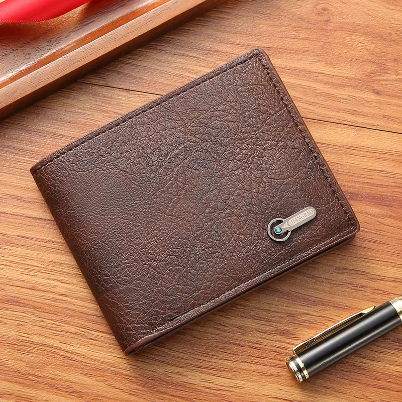 Portefeuille fin pour homme - Porte-cartes de crédit en similicuir, porte-monnaie uni, pochette à mo