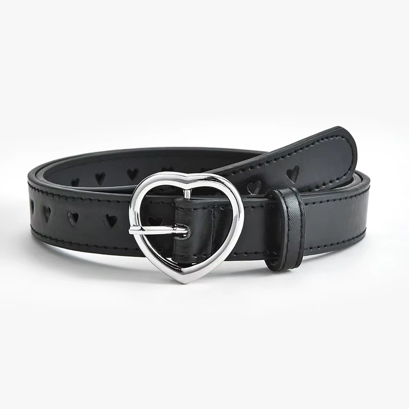 Ceinture pour femme tendance à boucle en forme de cœur, polyvalente et décontractée - Design minimal