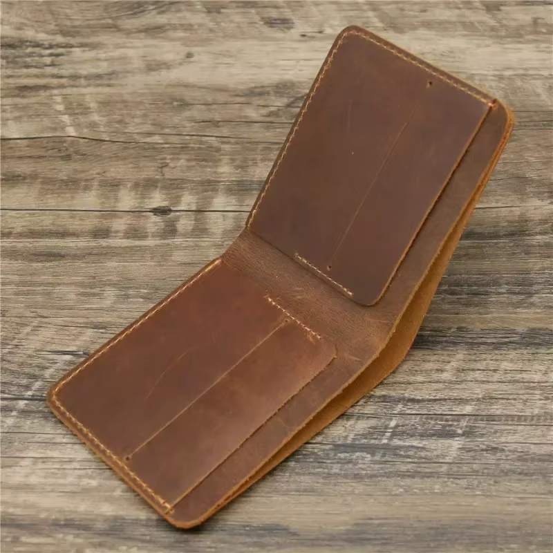 Portefeuille en cuir Crazy Horse pour hommes, portefeuille en cuir véritable, sac à cartes, Style ré