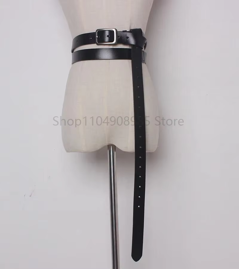 Ceinture Double large en cuir pour femmes, 200CM, longue ceinture d'épaule médiévale, boucle ardillo