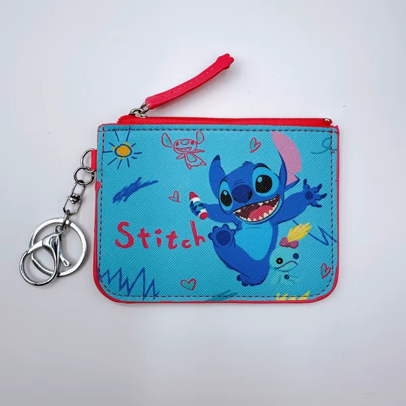 Porte-monnaie Stitch Disney, portefeuille mignon en PU, étui à cartes, pochette à monnaie avec porte