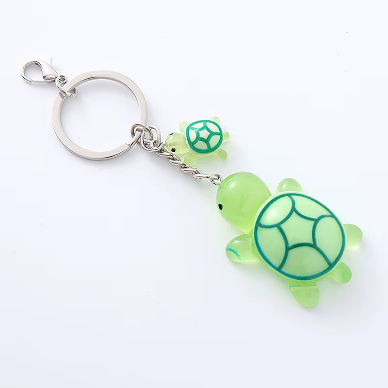Porte-clés tortue lumineuse 3D, pendentif, animaux mignons, breloques, sac à dos exquis, accessoires