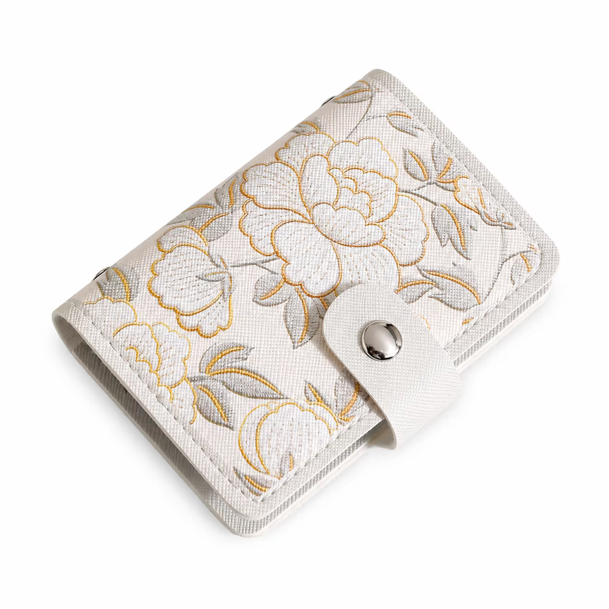 Portefeuille porte-cartes floral pour femme, organisateur compact de cartes de crédit, 20 emplacemen