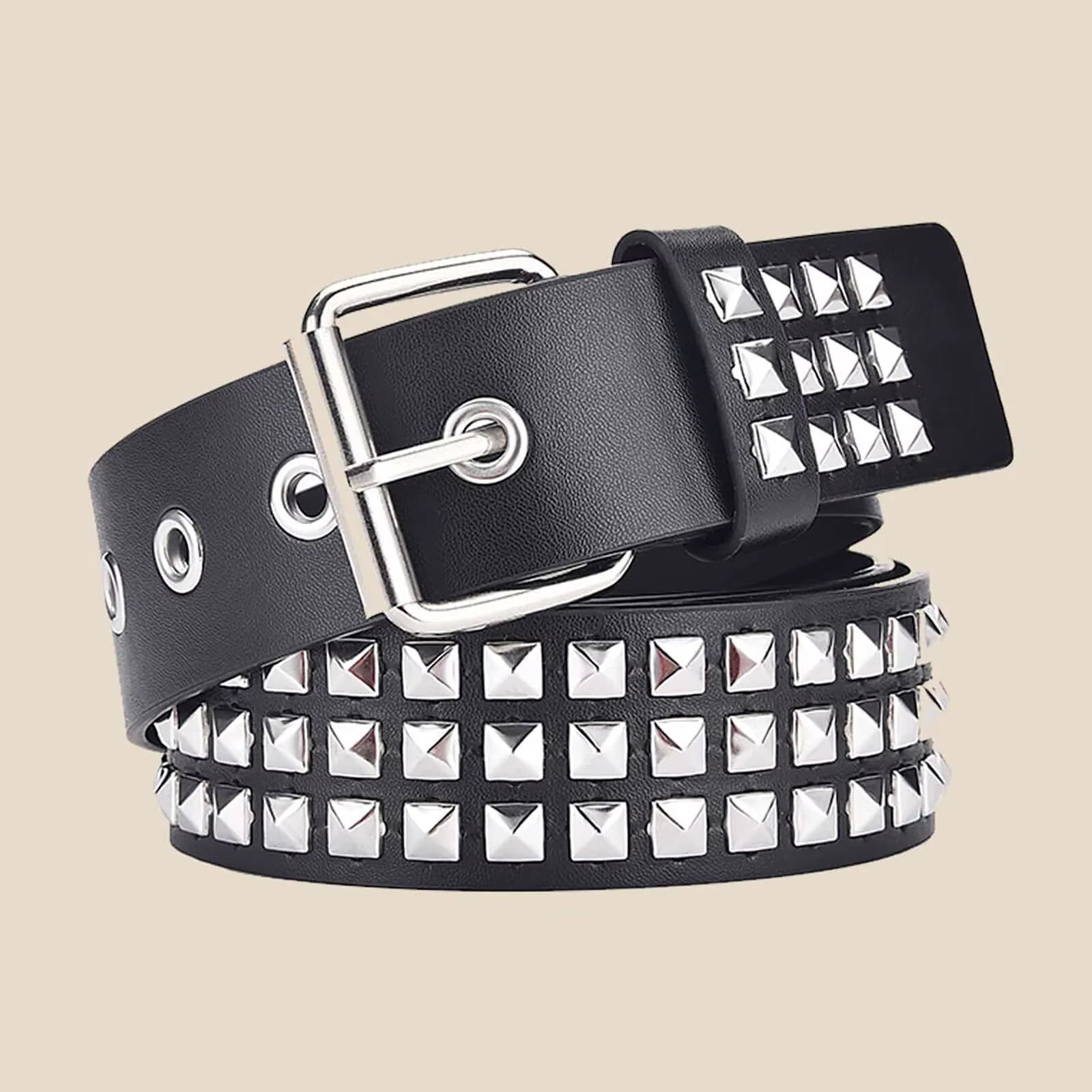 Mode nouvelle perle carrée Rivet ceinture métal pyramide ceinture hommes et femmes Punk matériel jea