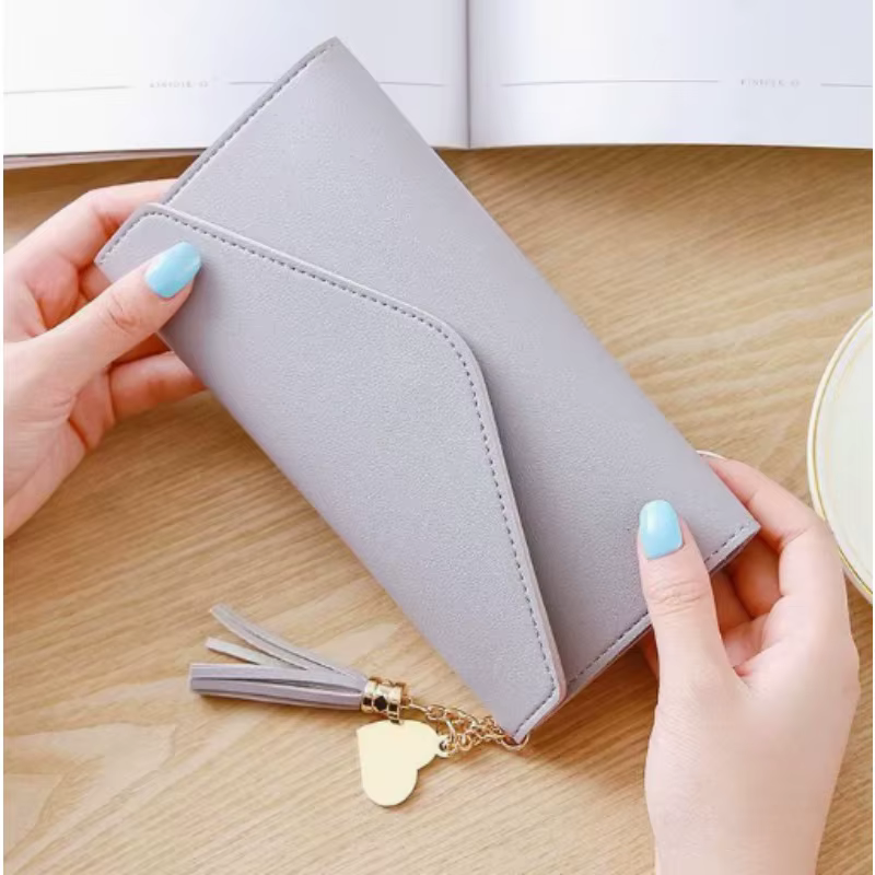 Portefeuille long élégant pour femme en cuir PU souple avec fermeture éclair simple – Noir, Blanc, G