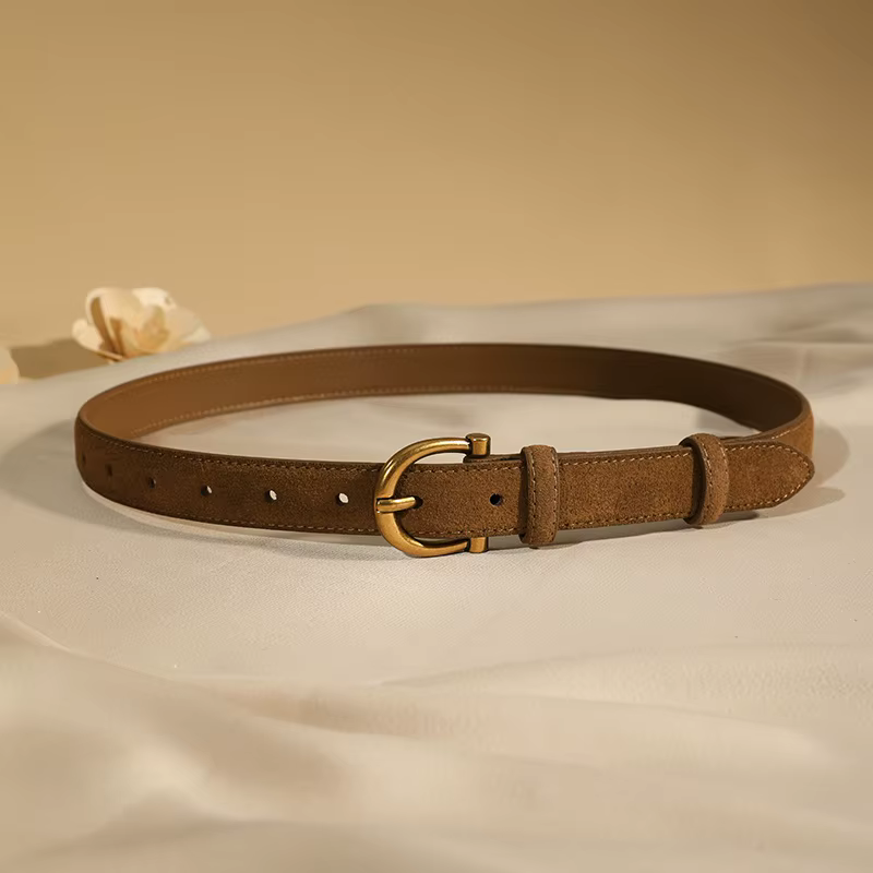 Ceinture en daim de luxe pour femmes ceinture en cuir élégante boucle ardillon en or ceinture de mar