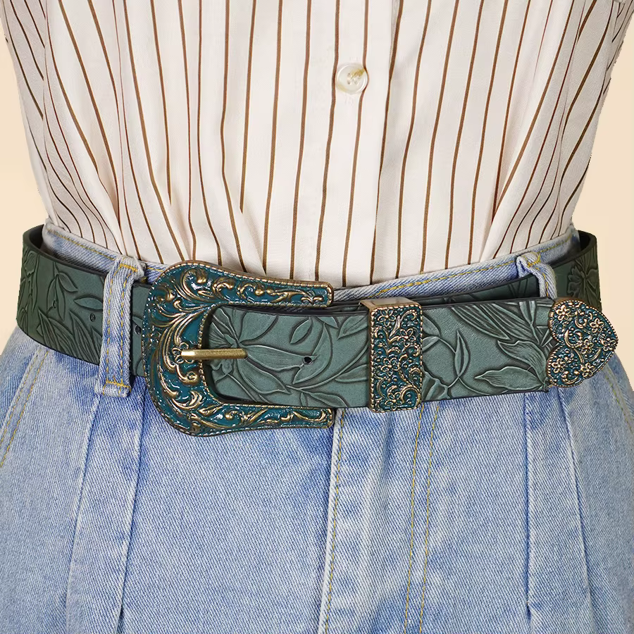 Ceinture sculptée avec impression de cuir chevelu pour femme, ceinture décontractée, polyvalent pour