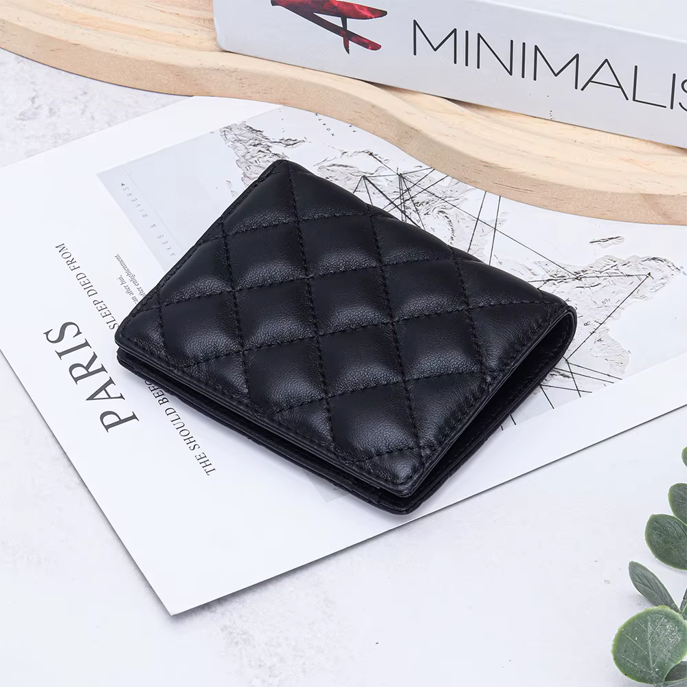 Portefeuille court en peau de mouton pour femmes, nouveau portefeuille pliable en losange à la mode,