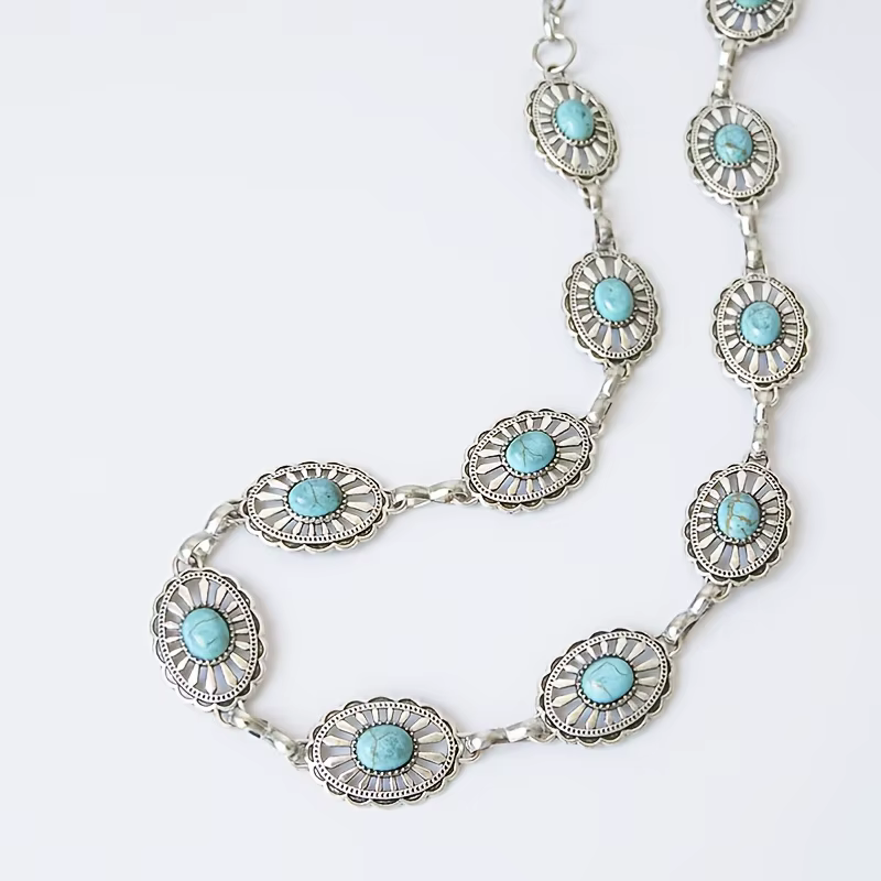 Ceinture à chaîne Turquoise pour femmes, pour robes, ceinture en métal, ceintures occidentales pour