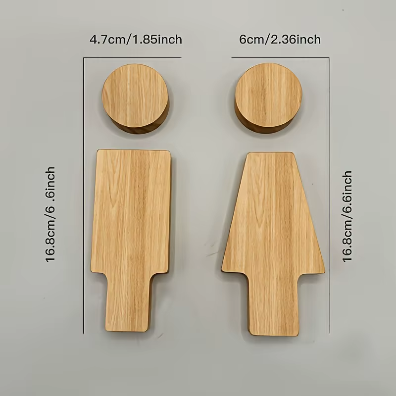 Panneau de salle de bain en bois 2 pièces pour portes de toilettes pour hommes et femmes, adapté à l