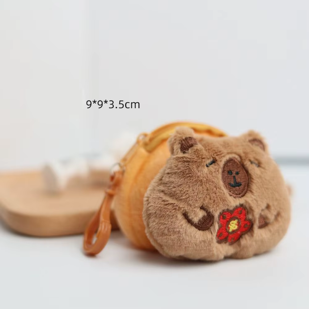 Nouveau créatif Capybara Anime en peluche porte-monnaie mode Kawaii Mini porte-monnaie rond dessin a