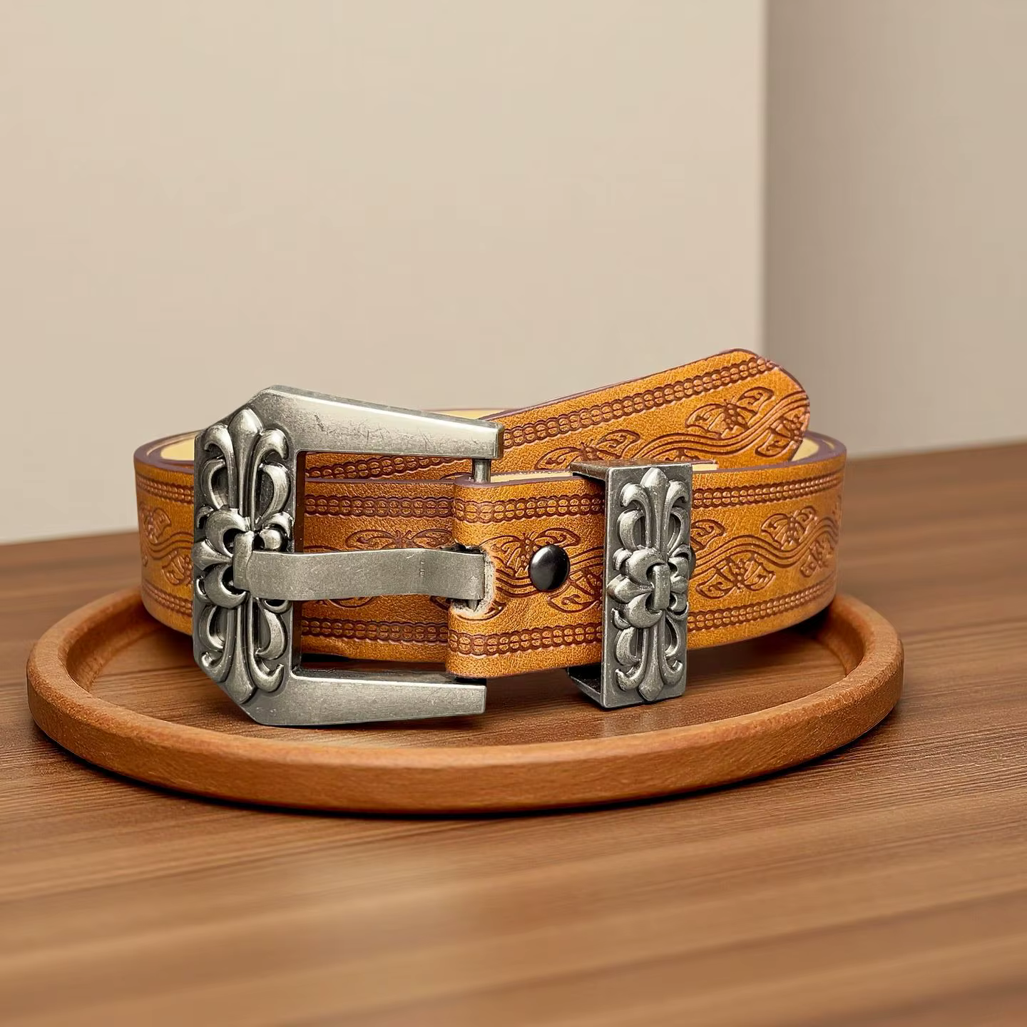 Ceinture tendance style rétro européen et américain à imprimé sculpté - Ceinture Y2K féminine et ten