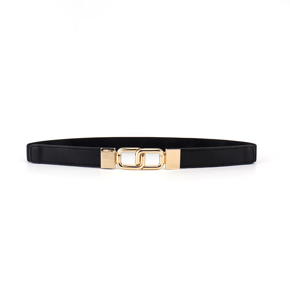 Ceinture de style européen et américain inspirée du temps, avec boucle géométrique à double anneau, 