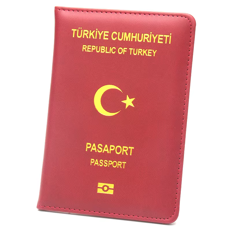 Porte-passeport turc en cuir, fin et portable, avec fentes pour cartes, clip pour billets, étui pour