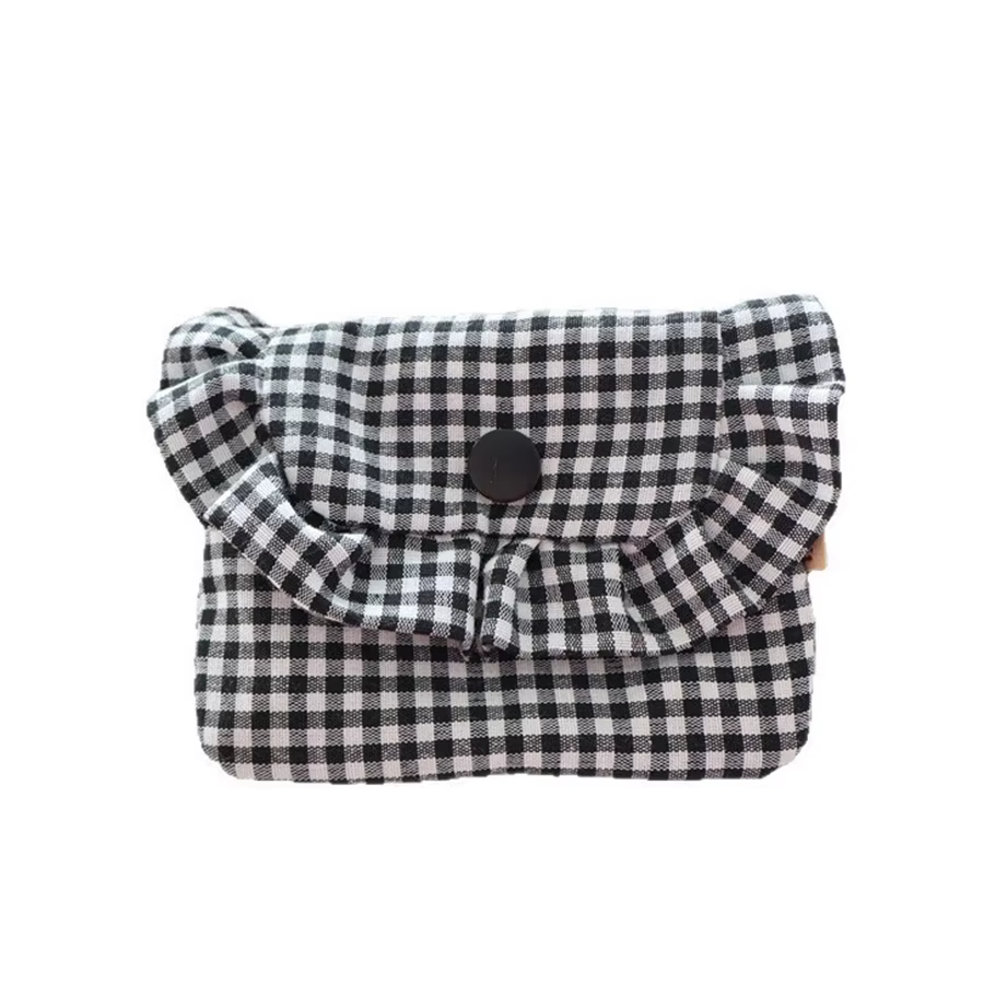 Porte-monnaie à carreaux mignon pour femmes, sac de rangement portable pour argent liquide, cartes,
