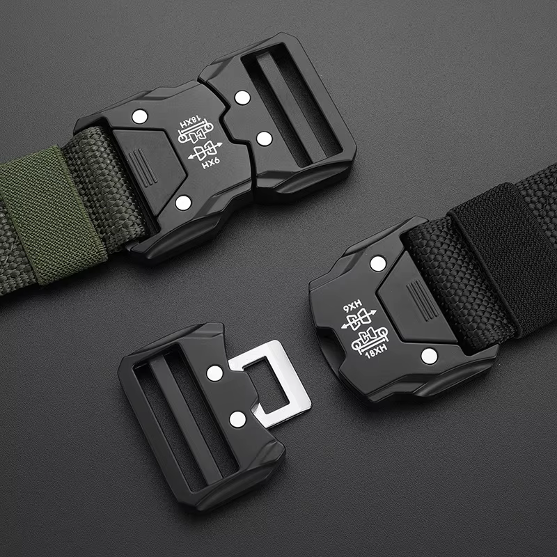 Véritable ceinture tactique noire à dégagement rapide pour hommes, boucle de ceinture d'extérieur à