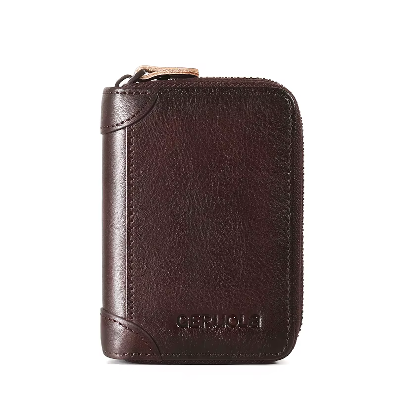 Porte-cartes multi-fentes en cuir véritable pour hommes, grande capacité, avec étui pour permis de c