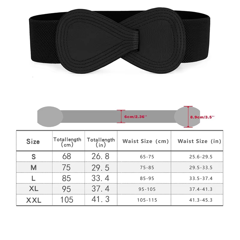 Ceinture large – Ceinture de manteau extensible, couleur unie, élastique, confortable et polyvalente