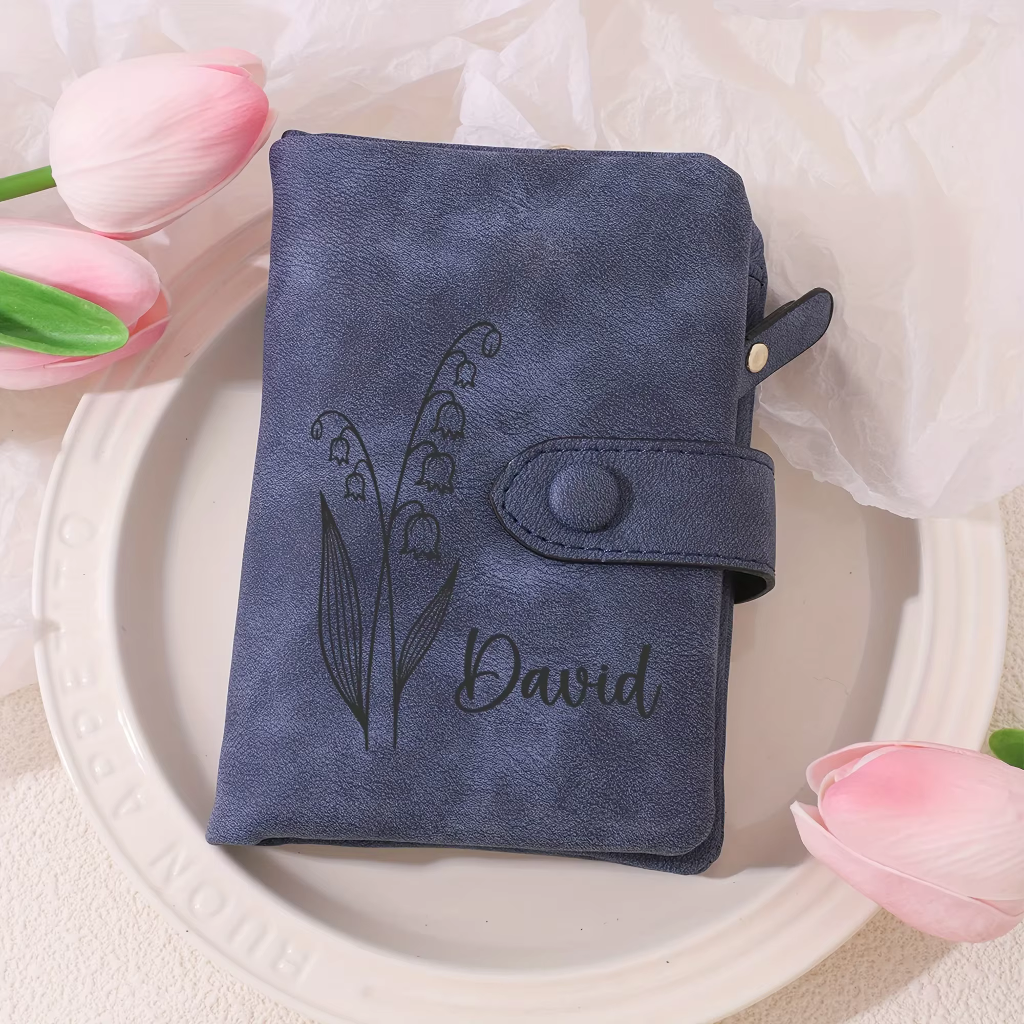 Portefeuille pour femme en cuir PU imperméable et léger avec nom personnalisé - Personnalisé avec mo